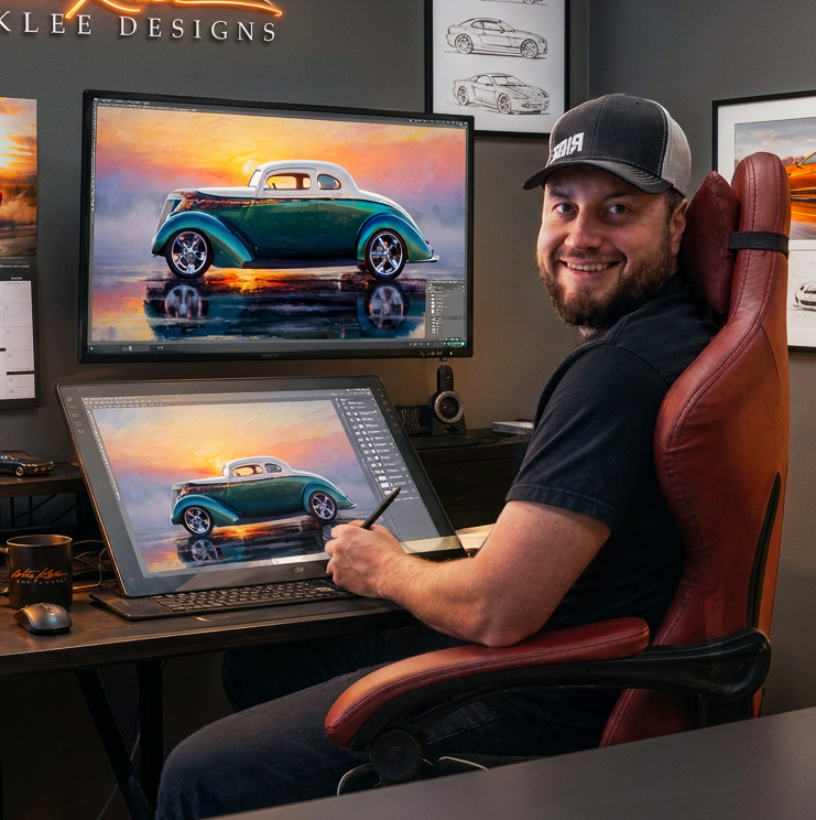 Wes Klee at his digital painting desk